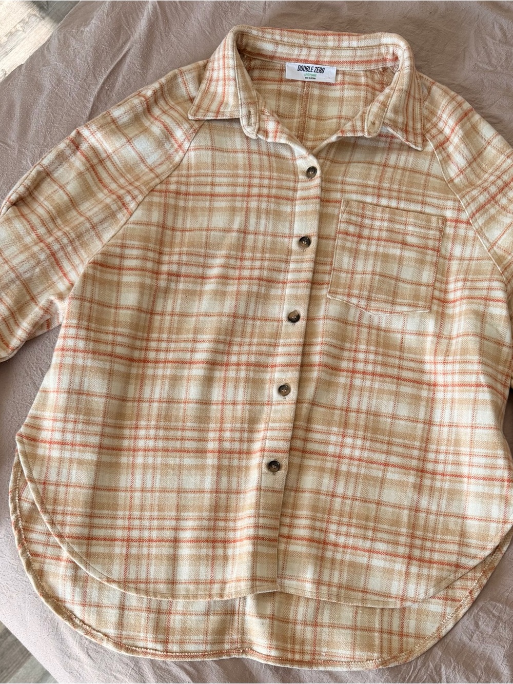Double Zero Cream & Tan Plaid Button-Down Shirt
